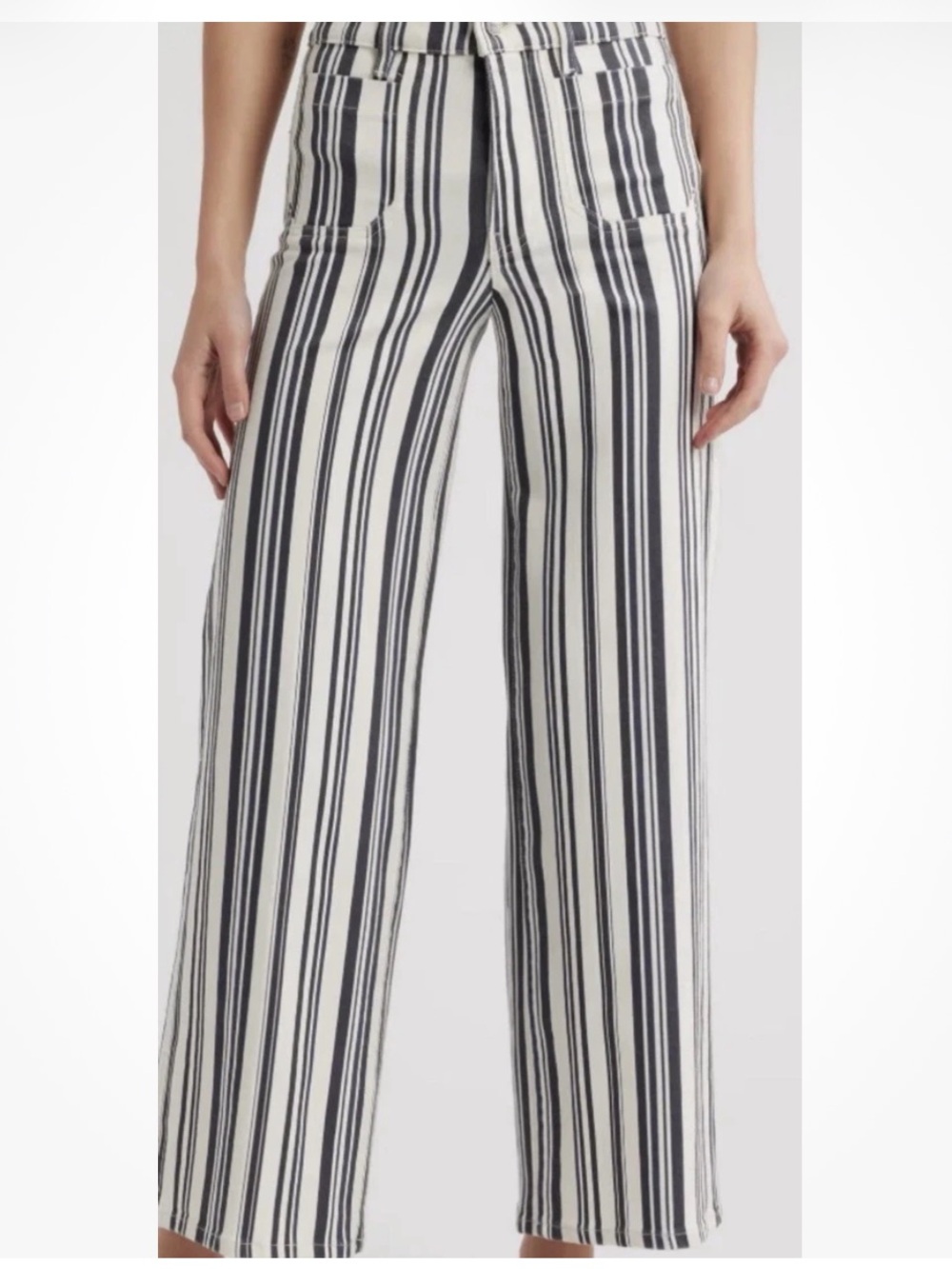 FRAME Le Slim Palazzo Wide Leg Jeans Womens 32 High Rise Stripe Denim Pants
